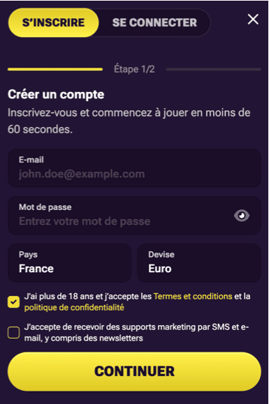 S’inscrire Privé casino